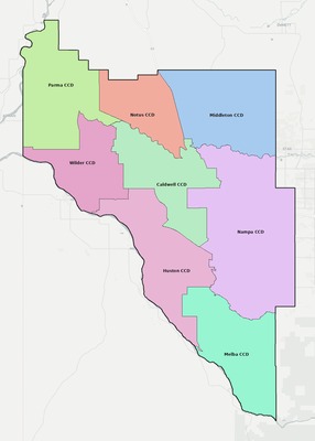 Canyon County ID townships and subdivisions map