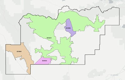Clark County ID ZIP code boundaries map