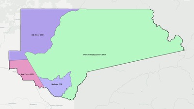 Clearwater County ID townships and subdivisions map
