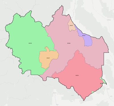 Custer County ID ZIP code boundaries map
