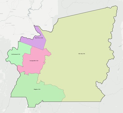 Idaho County ID townships and subdivisions map