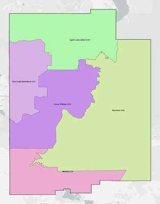 Kootenai County ID townships and subdivisions map
