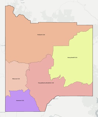 Latah County ID townships and subdivisions map