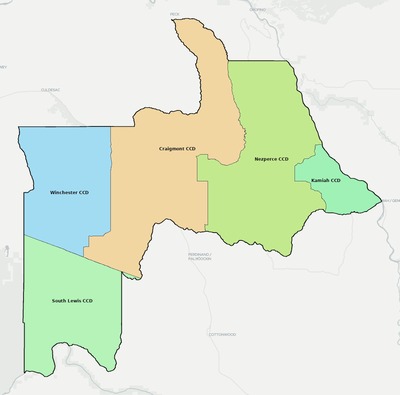 Lewis County ID townships and subdivisions map