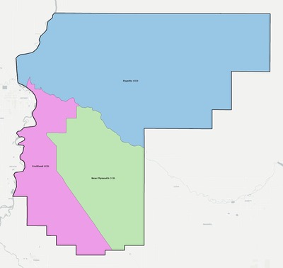 Payette County ID townships and subdivisions map