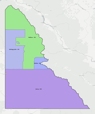 Shoshone County ID school district boundaries map