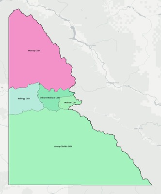 Shoshone County ID townships and subdivisions map