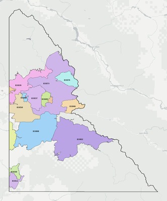 Shoshone County ID ZIP code boundaries map