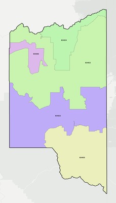 Teton County ID ZIP code boundaries map