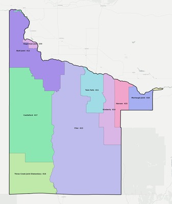 Twin Falls County ID school district boundaries map