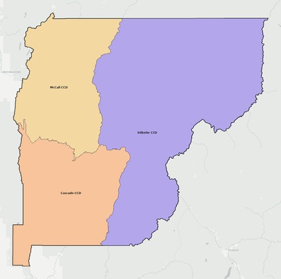 Valley County ID townships and subdivisions map