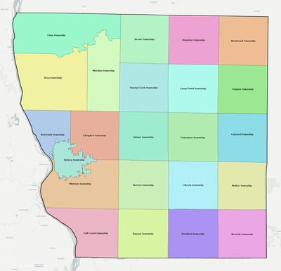 Adams County IL townships and subdivisions map