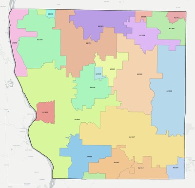 Adams County IL ZIP code boundaries map