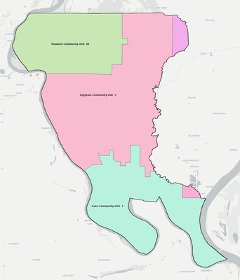 Alexander County IL school district boundaries map