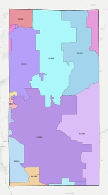 Boone County IL ZIP code boundaries map