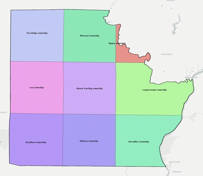 Brown County IL townships and subdivisions map