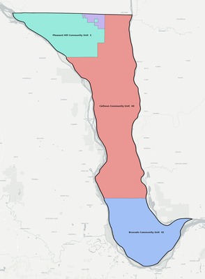 Calhoun County IL school district boundaries map