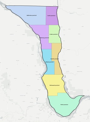 Calhoun County IL townships and subdivisions map