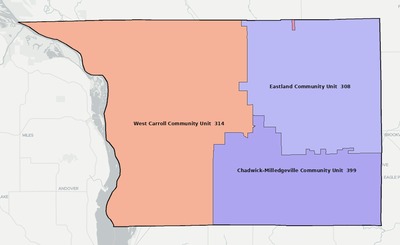 Carroll County IL school district boundaries map
