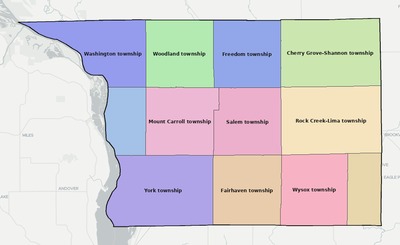 Carroll County IL townships and subdivisions map