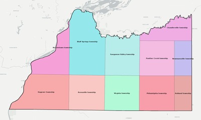 Cass County IL townships and subdivisions map