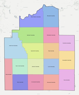 Christian County IL townships and subdivisions map