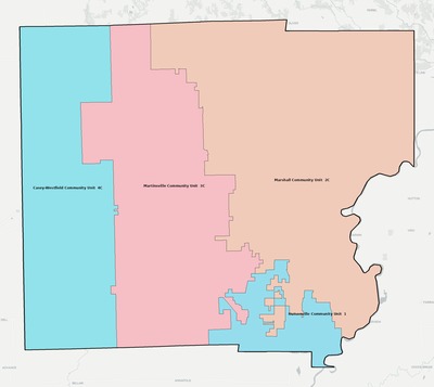 Clark County IL school district boundaries map