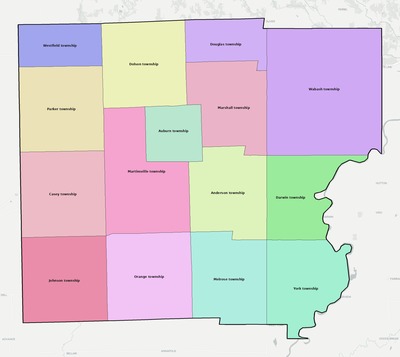 Clark County IL townships and subdivisions map