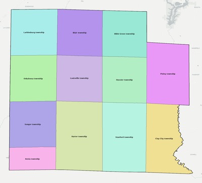 Clay County IL townships and subdivisions map