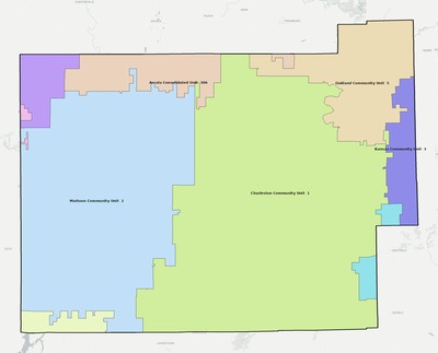 Coles County IL school district boundaries map