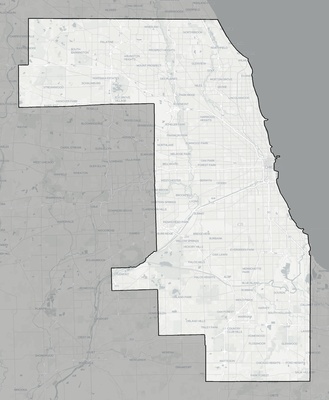 Cook County IL county basemap context