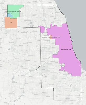 Cook County IL school district boundaries map