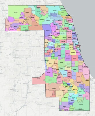 Cook County IL ZIP code map preview