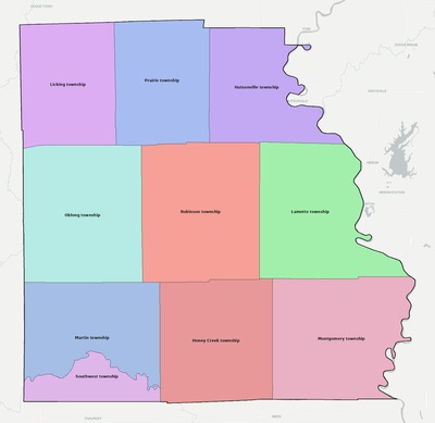 Crawford County IL townships and subdivisions map