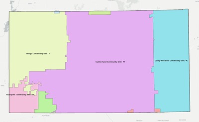 Cumberland County IL school district boundaries map