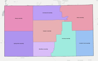 Cumberland County IL townships and subdivisions map
