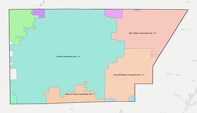 De Witt County IL school district boundaries map