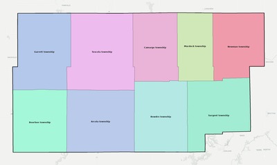 Douglas County IL townships and subdivisions map