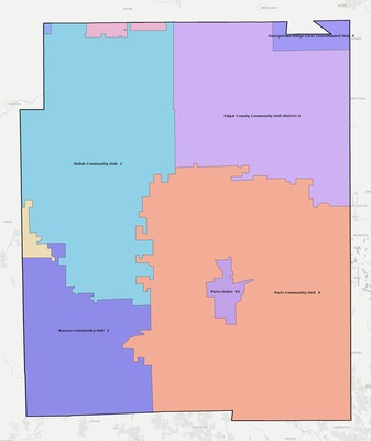 Edgar County IL school district boundaries map