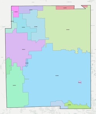 Edgar County IL ZIP code boundaries map