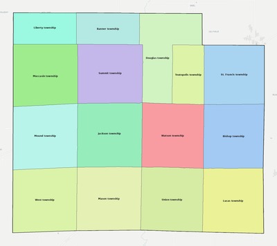 Effingham County IL townships and subdivisions map
