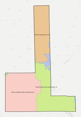 Ford County IL school district boundaries map