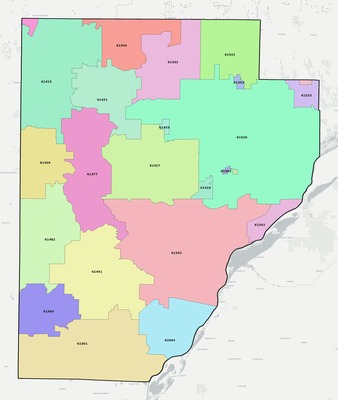 Fulton County IL ZIP code boundaries map
