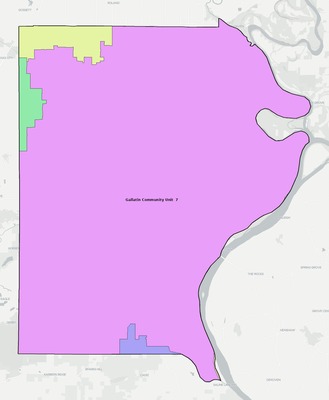 Gallatin County IL school district boundaries map