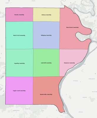 Gallatin County IL townships and subdivisions map