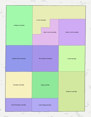Hamilton County IL townships and subdivisions map