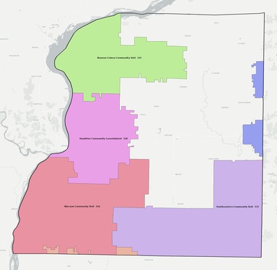 Hancock County IL school district boundaries map