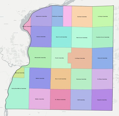 Hancock County IL townships and subdivisions map