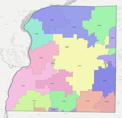 Hancock County IL ZIP code boundaries map