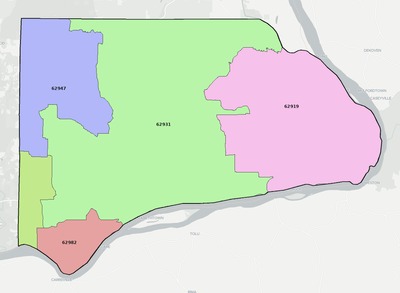Hardin County IL ZIP code boundaries map